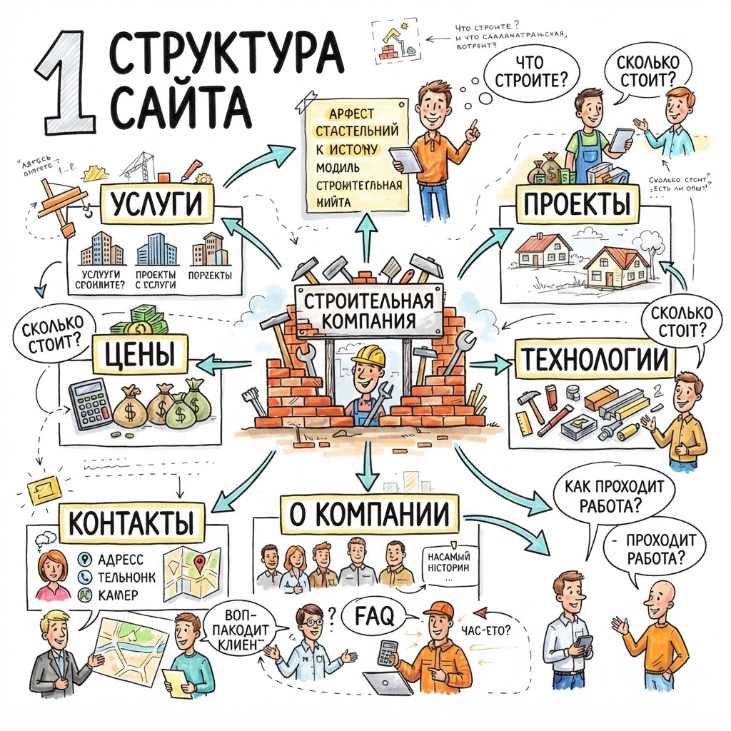 Какие страницы должны быть на сайте строительной компании
