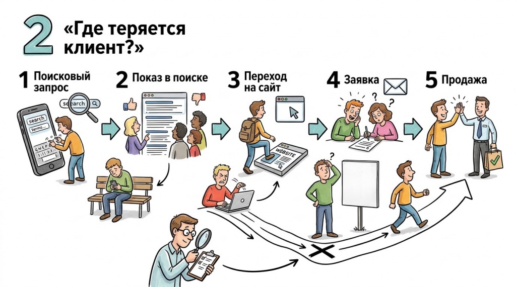 где теряется клиент? где теряется клиент?