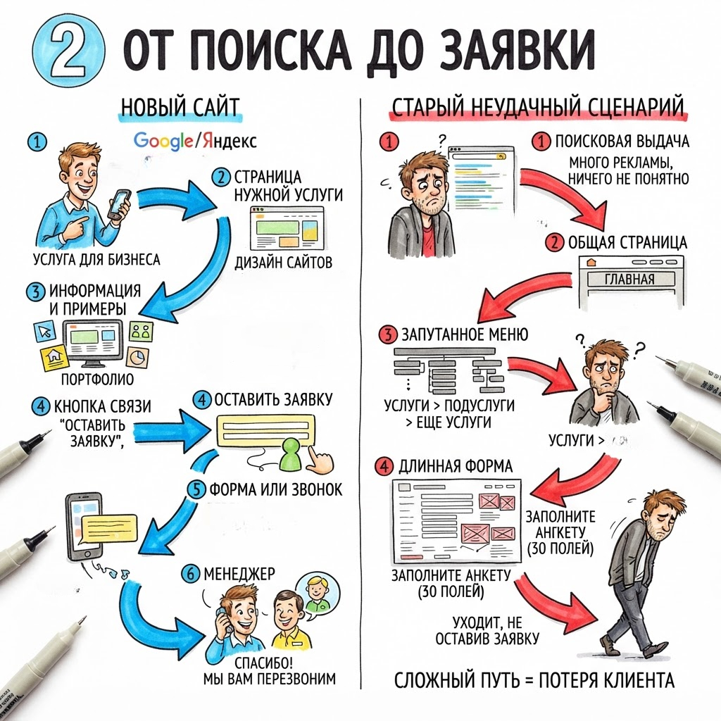 от поиска до заявки