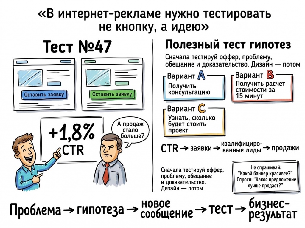 в рекламе нужно тестировать идею
